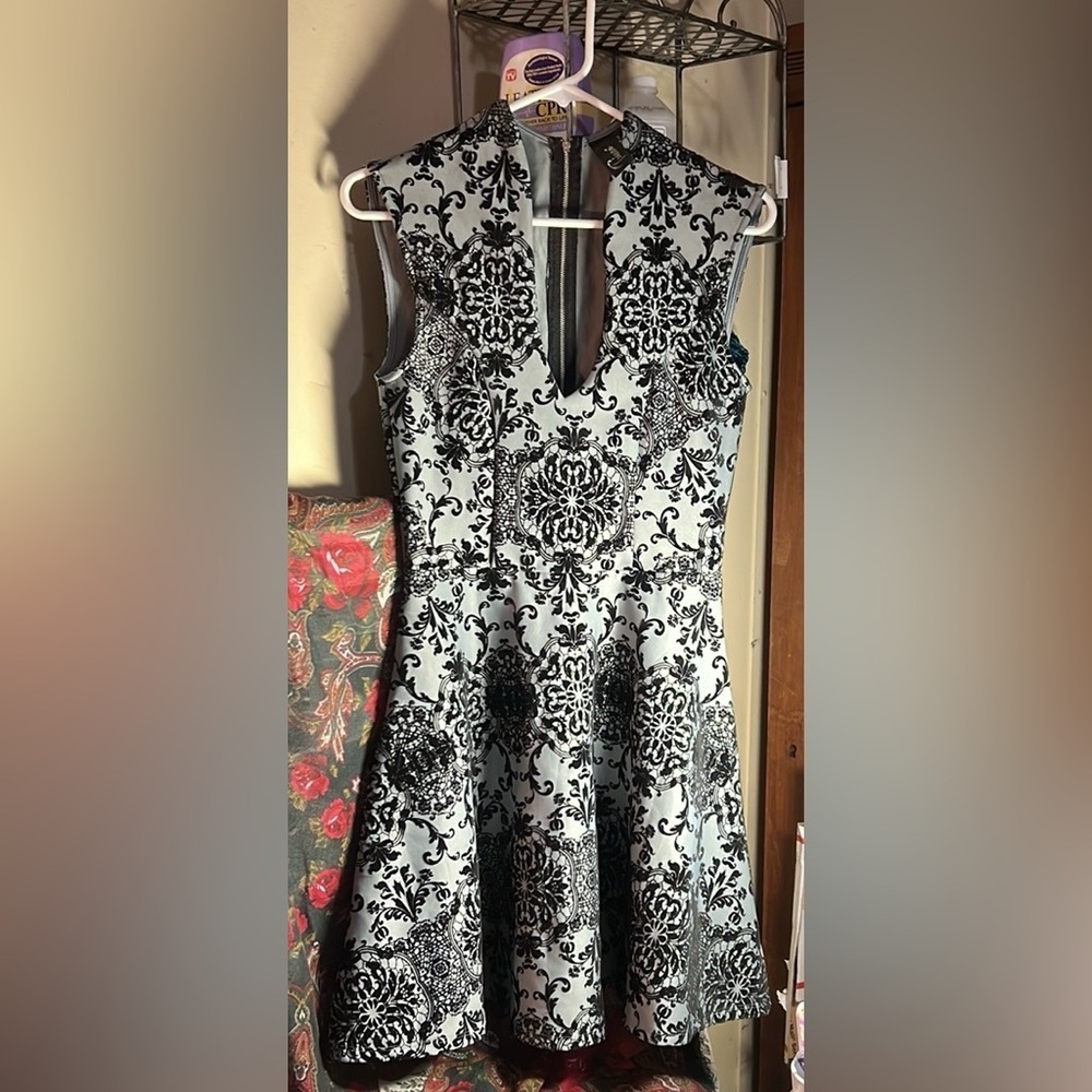 Trixxi Elegant holiday dress, velvety soft peplum, a line skater dress - Picture 3 of 8